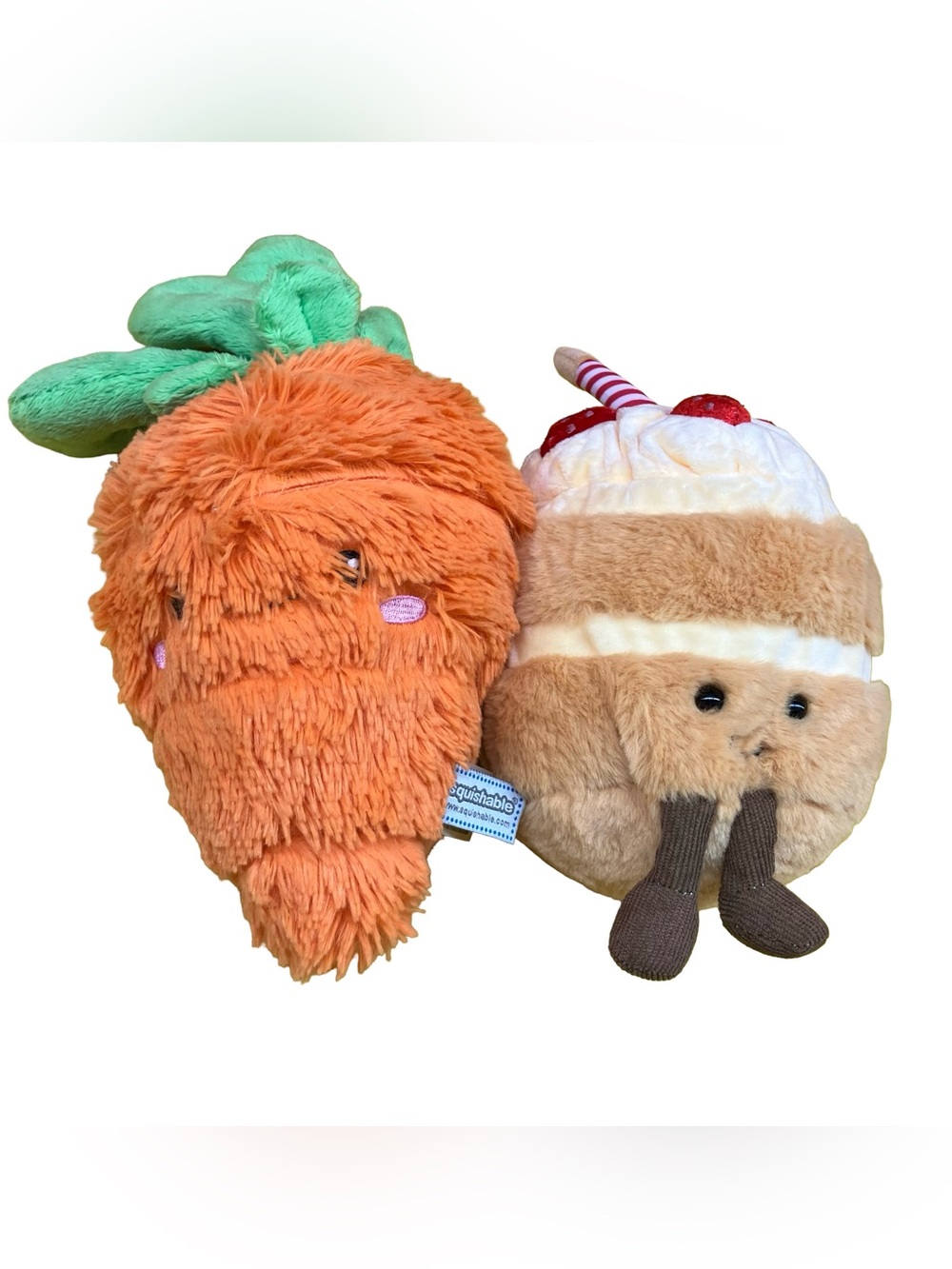 Jellycat Amuseables Strawberry Birthday Cake & Squishables Carrot Comfort Foods